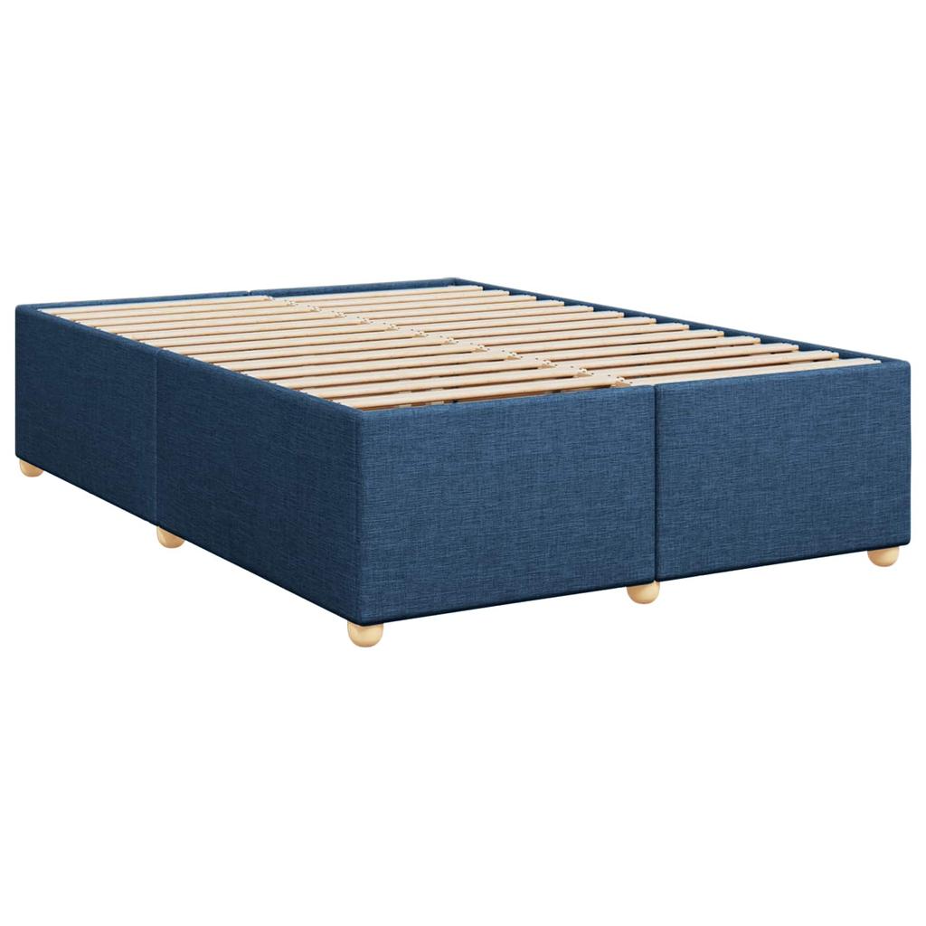 Box Spring Bed with Mattress and Headboard Blue 140 X 190 Cm Fabric
