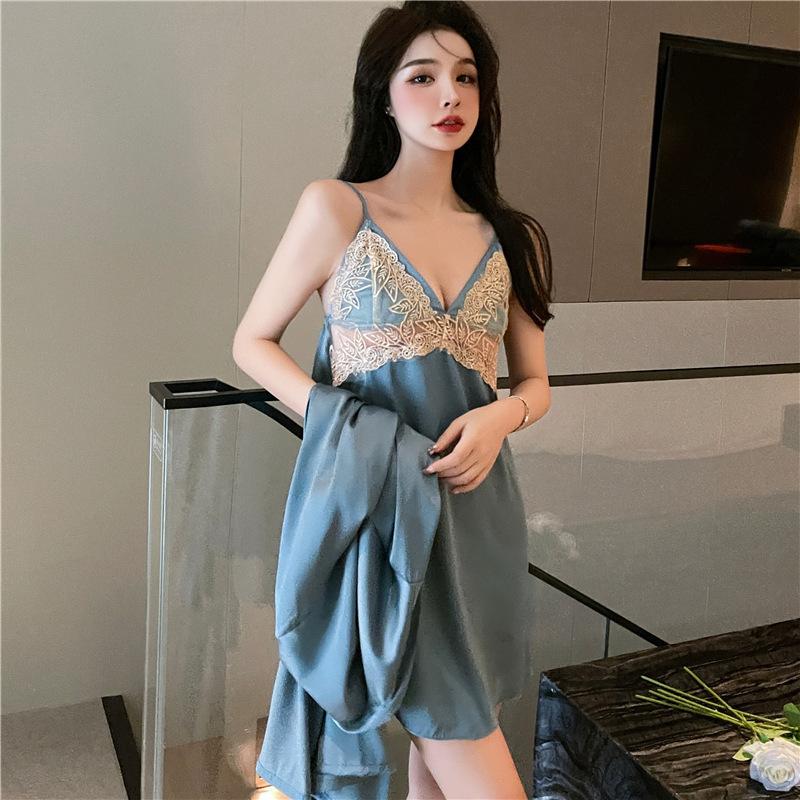 Spring/Summer new women's camisole nightdress, ice silk, sexy playfulness, seductive hollow bra pads, loungewear live stream