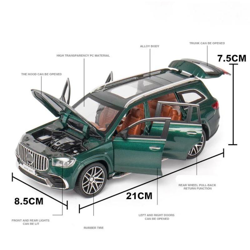 1/24 Benz Maybach GLS63 Alloy Luxy Car Model Diecast Metal Toy Car Model Collection Sound and Light High Simulation Children Gift