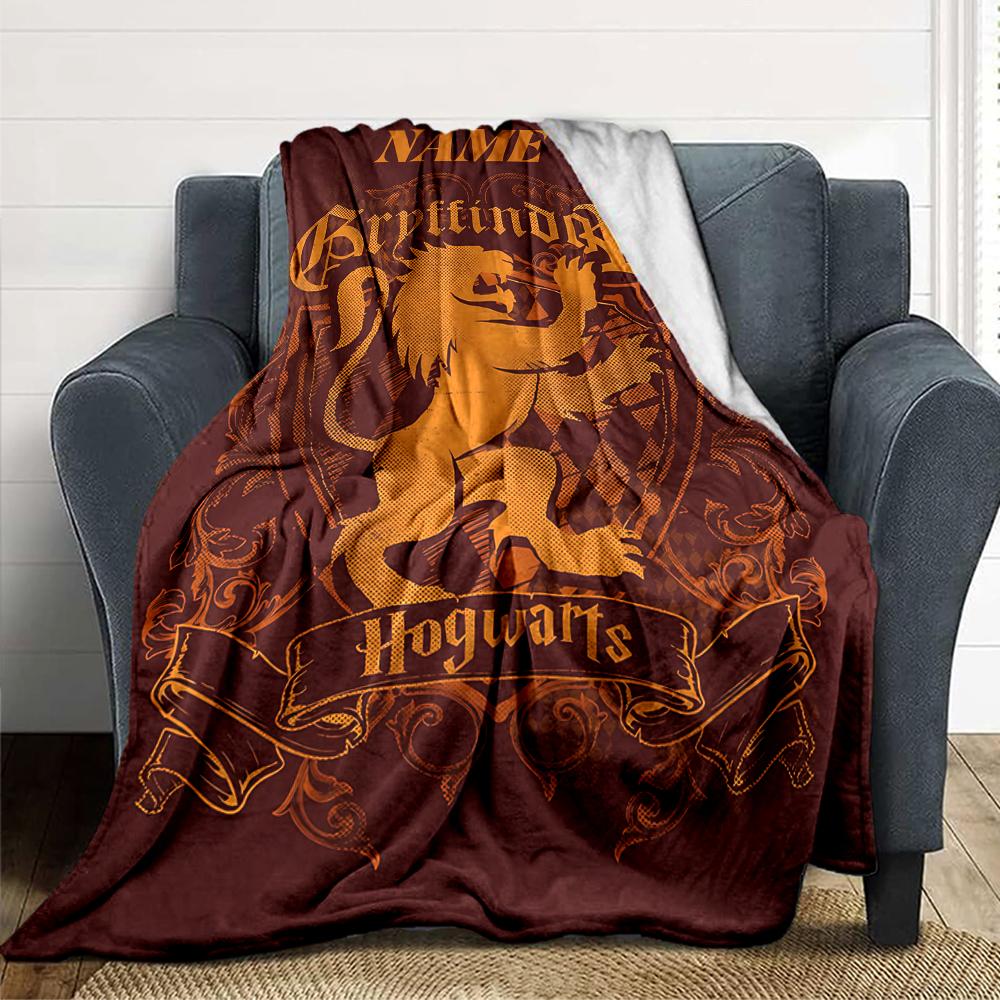 Custom Name Hogwarts Crest blanket for Couch & Bed, Plush Cozy Fuzzy Blanket Super Soft & Warm Blankets for Fall and Winter. 0908115