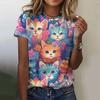 3d Print Abstract Cartoon Cat T Shirts Fashion Ladies Street Hipster Casual Short Sleeve O-Neck Tops Summer Fashion Plus Size Tees