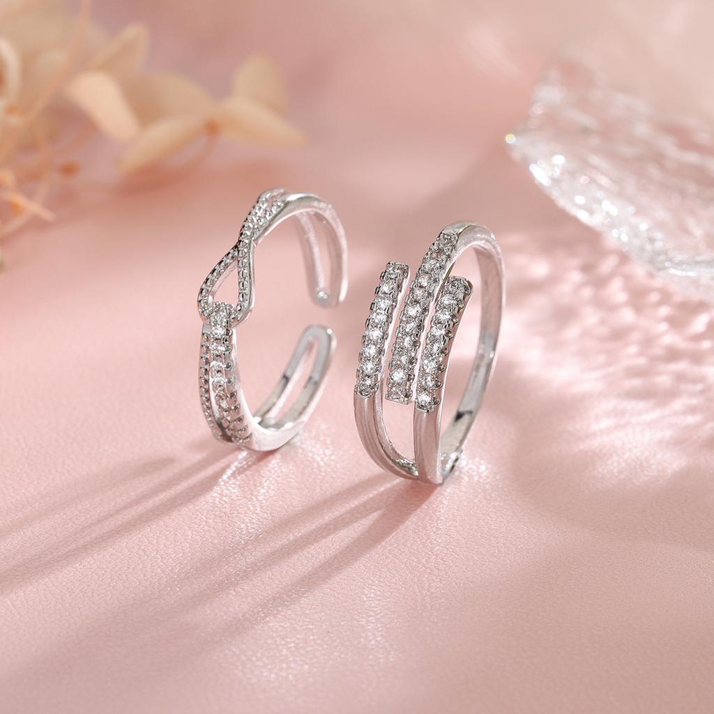 Geometric Open Index Finger Ring Female Small Broken Cross Knotted Ring
