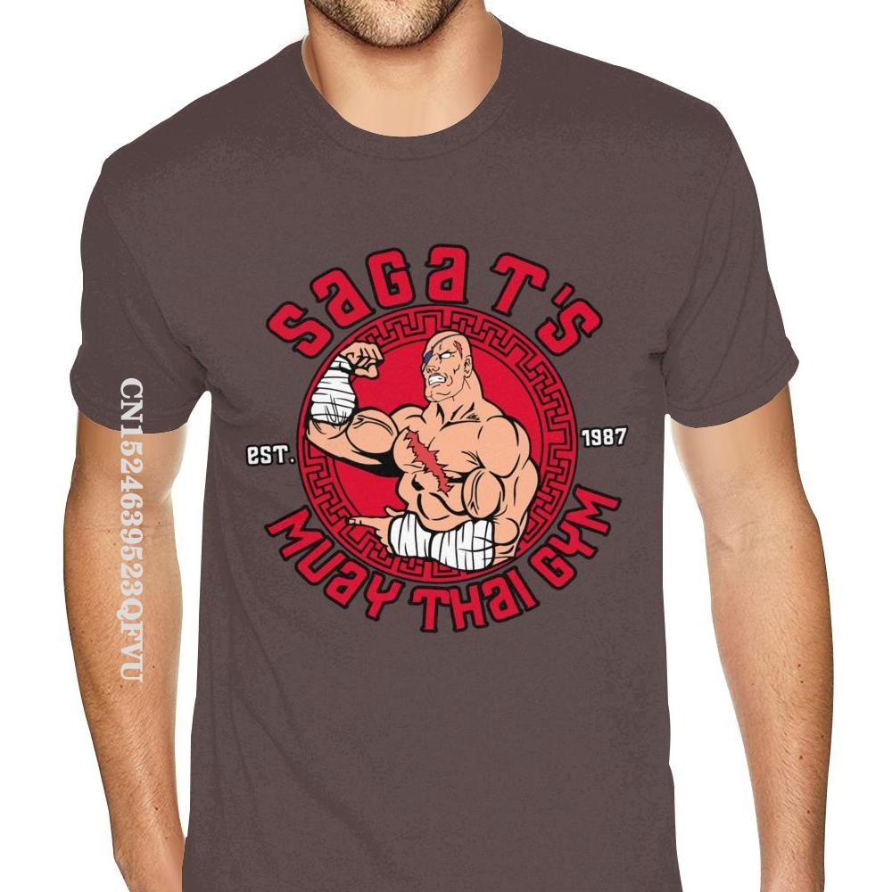 80s Sagat Muay Thai Gym Shirt Oversized Anime Tshirt Men HipHop Print Cotton Male's Harajuku Black T-Shirts Camisa Streetwear