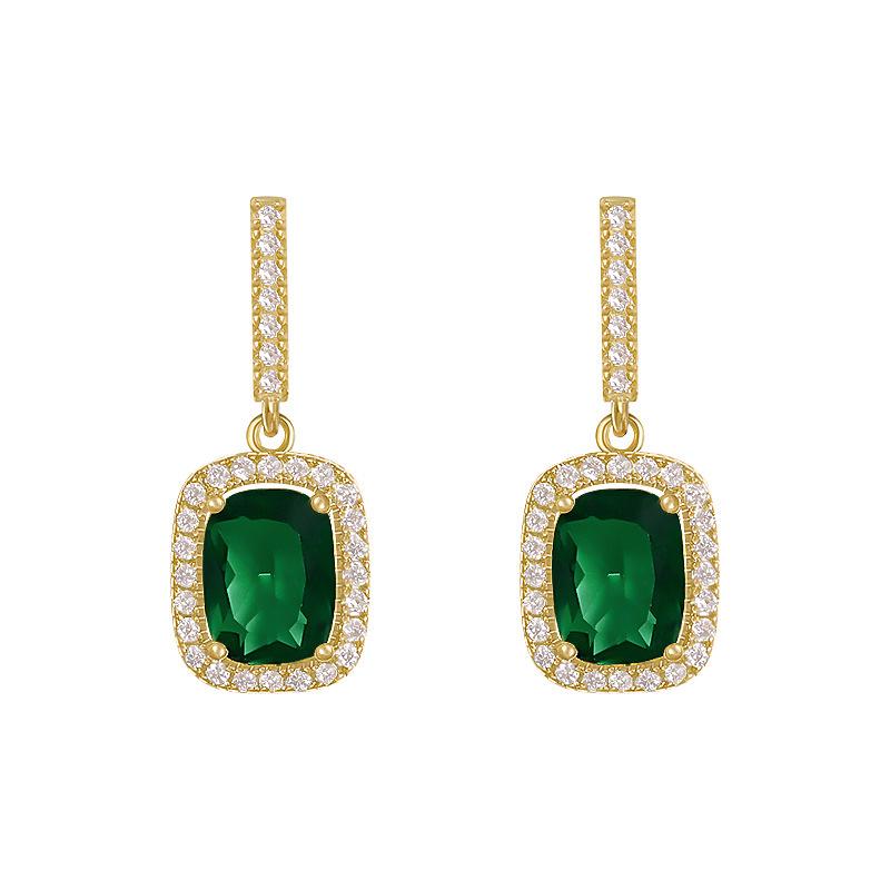 Miki 2025 Emerald Women's Fashion Earrings: Versatile, Trendy, Simple French Retro Dangle & Stud Design.