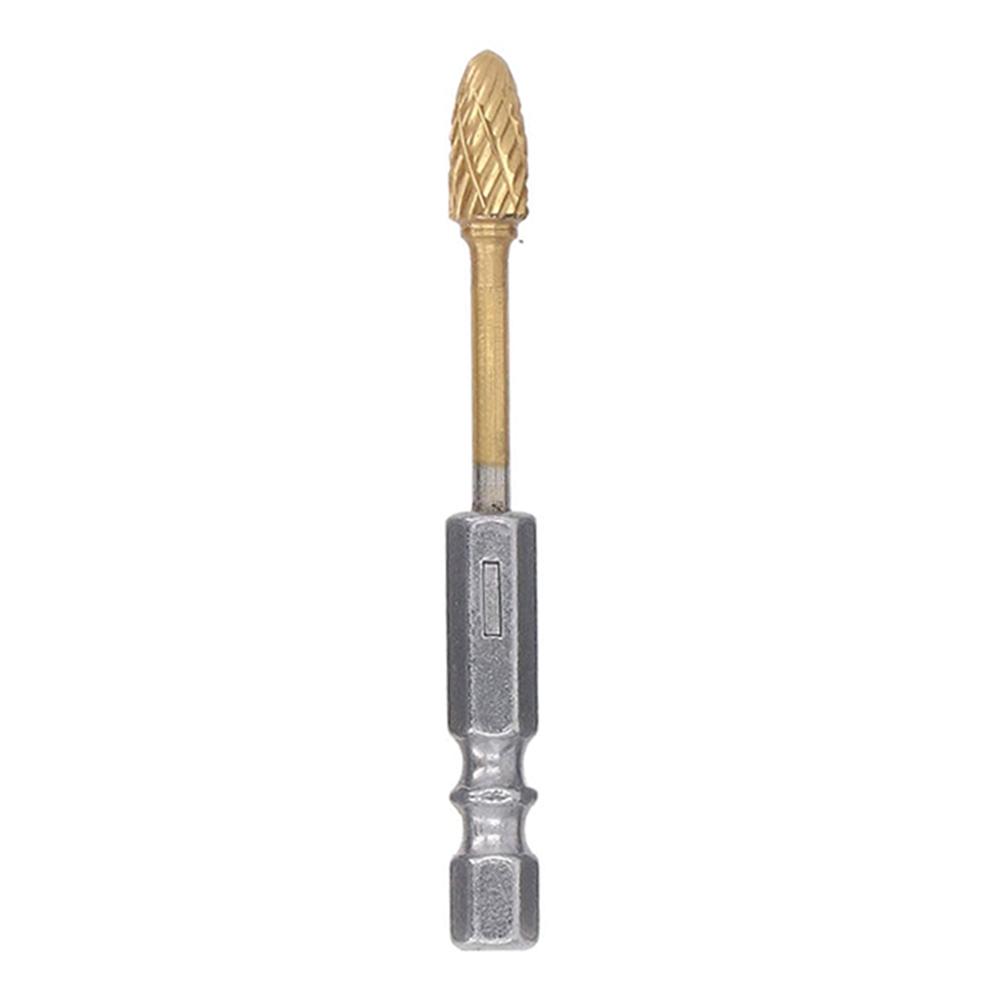 

3-F6 70mm Titanium-Coated Double-Flute Carbide Rotary Burr File Grinding Drill Bit with 1/4 Hex Shank Type A