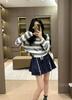 Autumn Stripe Color Block Knit Long Sleeve Top