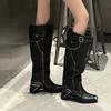 Pointed Toe High Boots Mid Heels Sexy Leather Shoes Woman 2025 Trend Winter Fashion New Brand Cozy Walking Chelsea Boots Female
