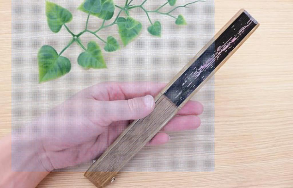 Matsumi Koge Folding Rabbit and Cherry Blossom Asahi-o Fan (Black)
