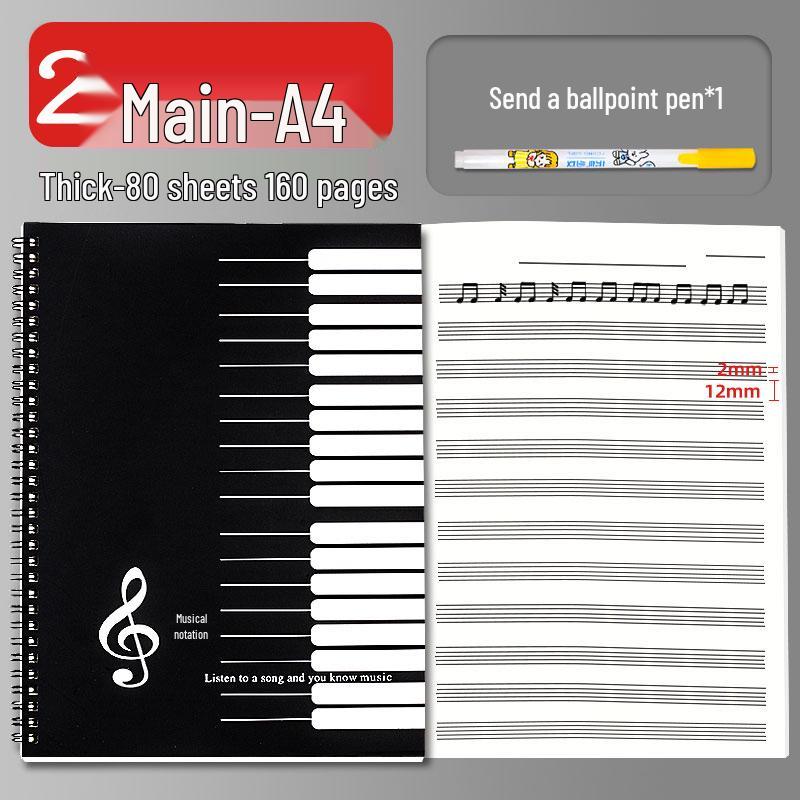 A4 Wide-Spaced Music Sheet Notebook for Beginners - Loose-Leaf, Thickened, Blank Pages for Children