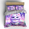 Dreamy Colorful Cat With Magic Gems Printed Duvet Cover Set1 Duvet Cover+2 Pillowcasemulti Size Bedroom Bedding Decor