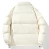 Couple's New Winter White Duck Down Jacket Is Versatile Casual Solid Color Stand-up Collar Thickened Warm Bread Jacket