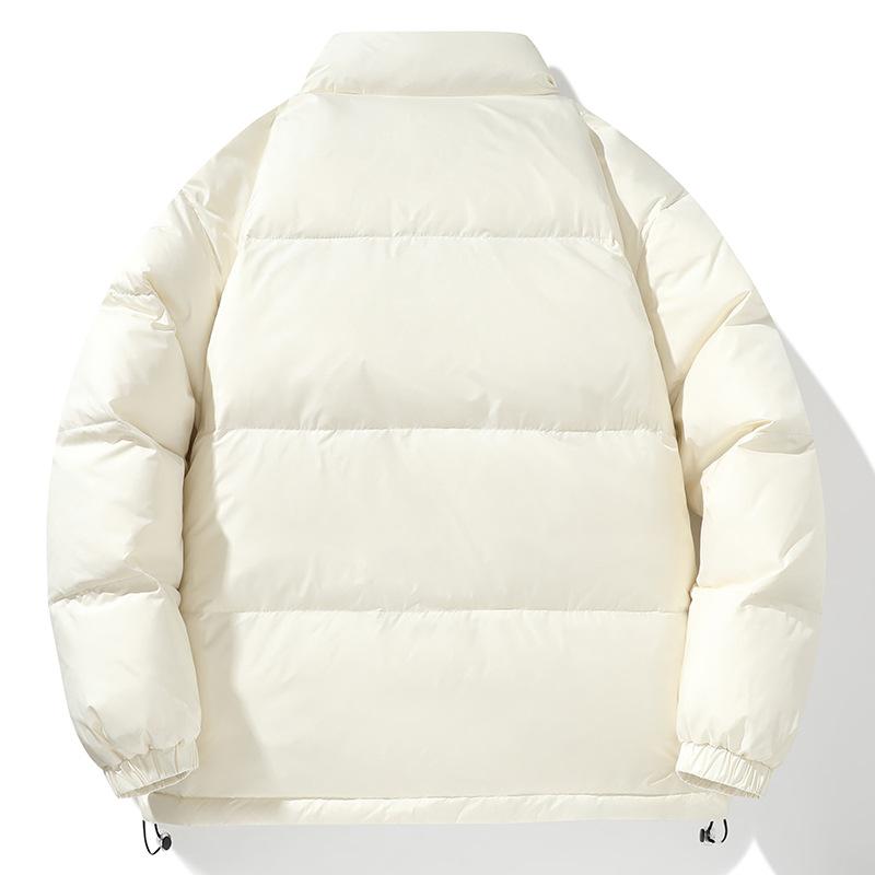 Couple's New Winter White Duck Down Jacket Is Versatile Casual Solid Color Stand-up Collar Thickened Warm Bread Jacket