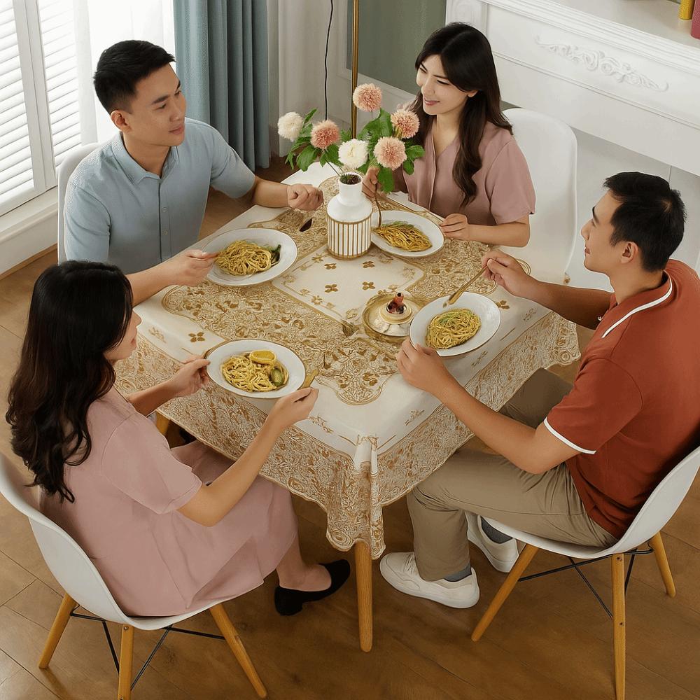 Oil Resistant Square Tablecloth Waterproof Table Mat Printed Table Cover  Tea Table