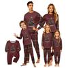 Christmas-print long-sleeve and long-pant matching family loungewear set