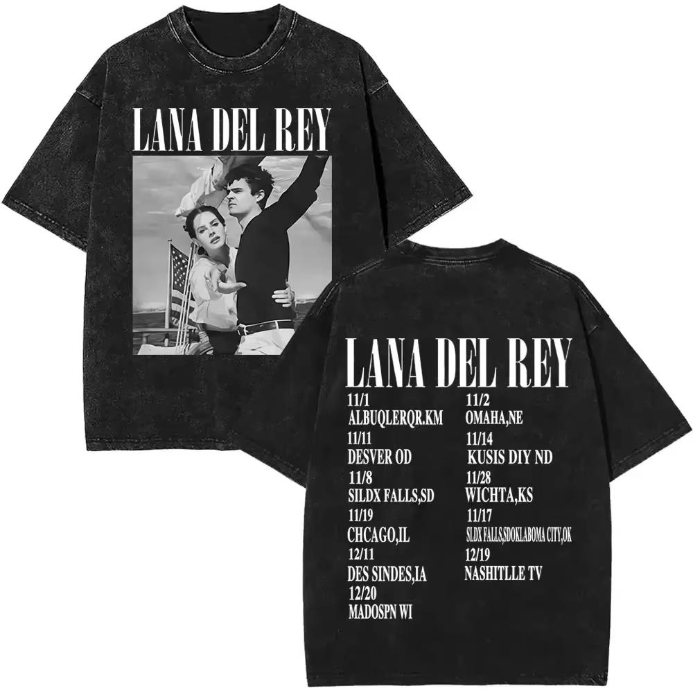 T-shirt Grafica Lana Del Rey Occhi Vintage Lavata Uomo Donna Moda T-shirt Oversize a Maniche Corte Maschile Casual Cotone