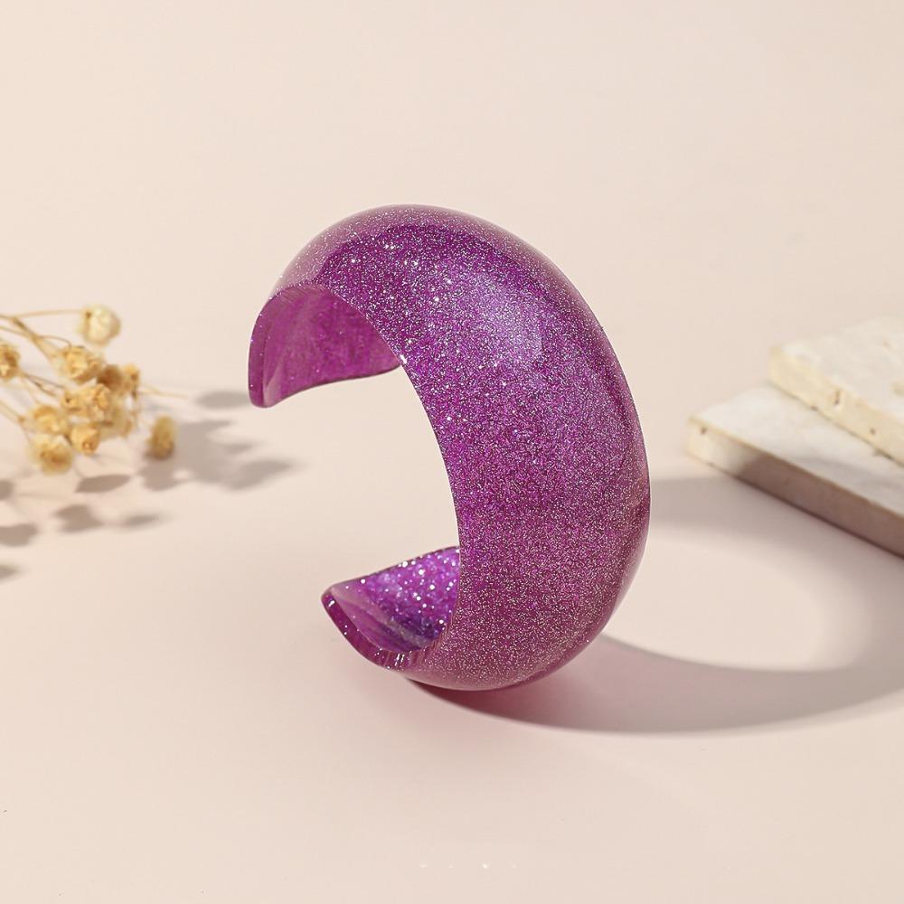 Retro Jelly Color Wide Bracelet Minority Design Geometric Irregular Bangle  Daily