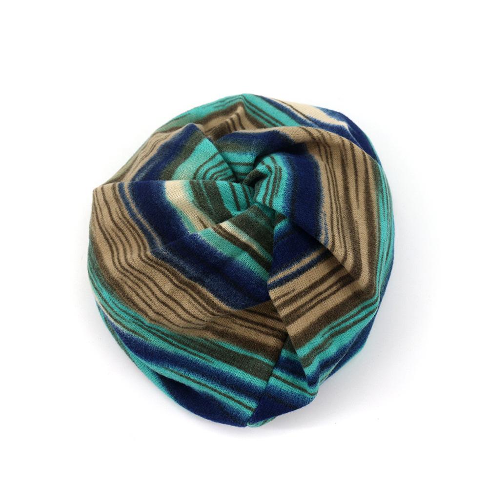 Color Blocked Striped Pullover Hat, Multifunctional Head Protector, Scarf, Hair Tie, Headband Hat, Women's Pile Hat