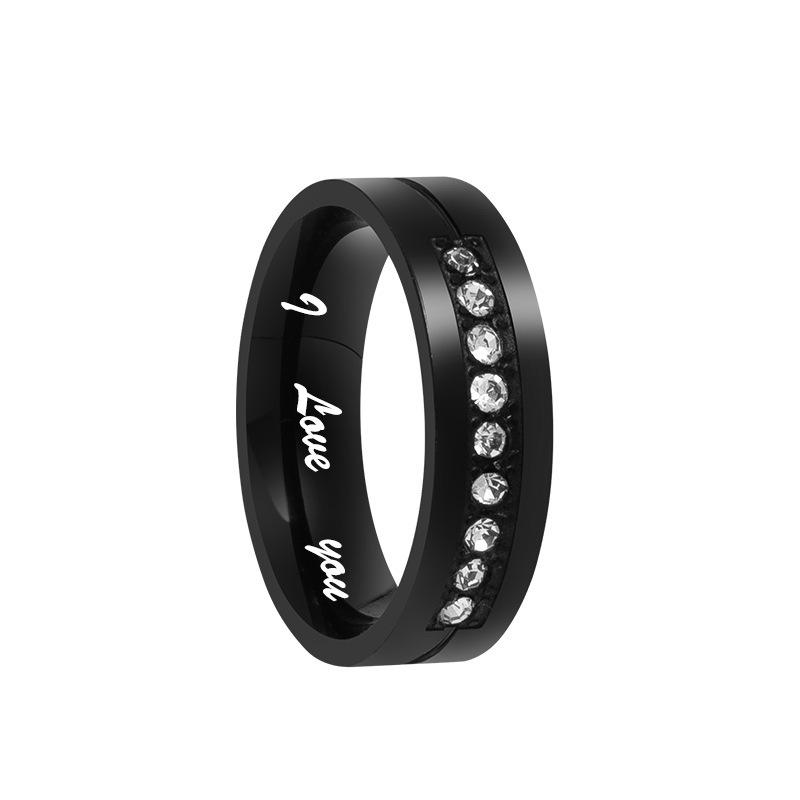 European and American Fashion Titanium Steel Zirconia "I LOVE YOU" Couple Rings