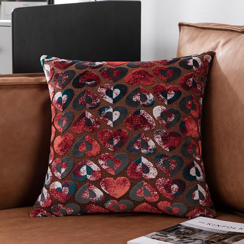 Heart & Star Shaped Jacquard Cut Velvet Throw Pillow Cushion Cover for Sofa Hotel Living Room Decorative Removable Washable