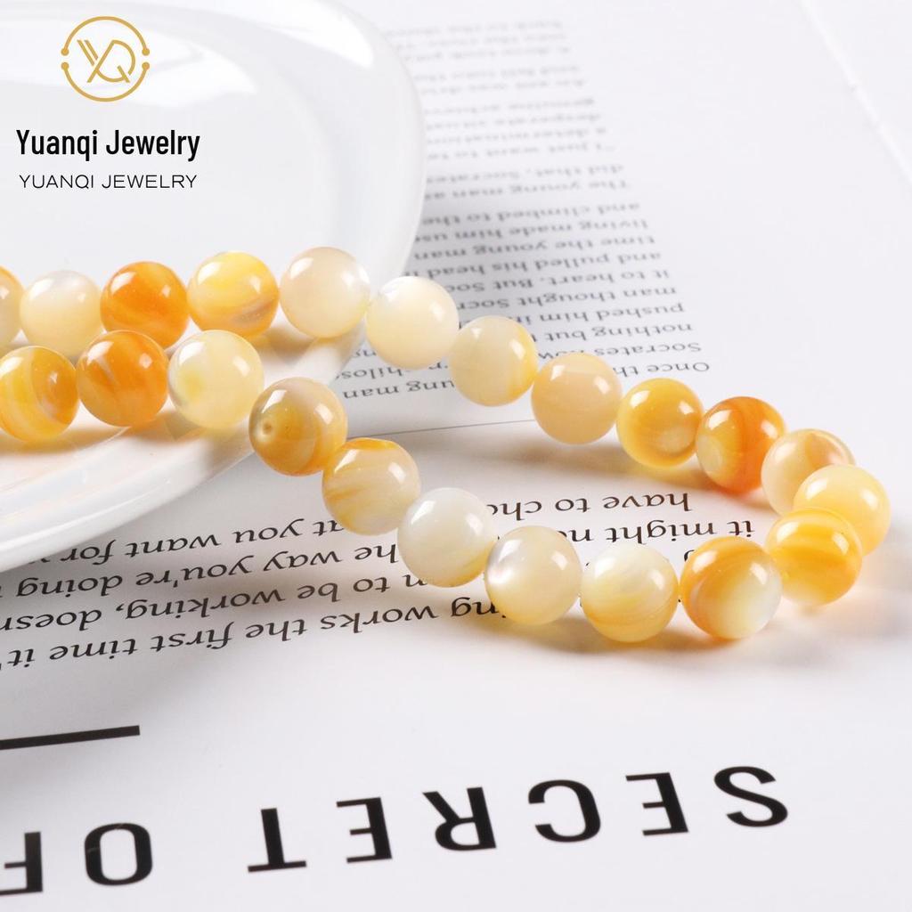 Natural Yellow Scallop Shell Round Beads for DIY Bracelets and Necklaces - Handmade Jewelry Accessories.