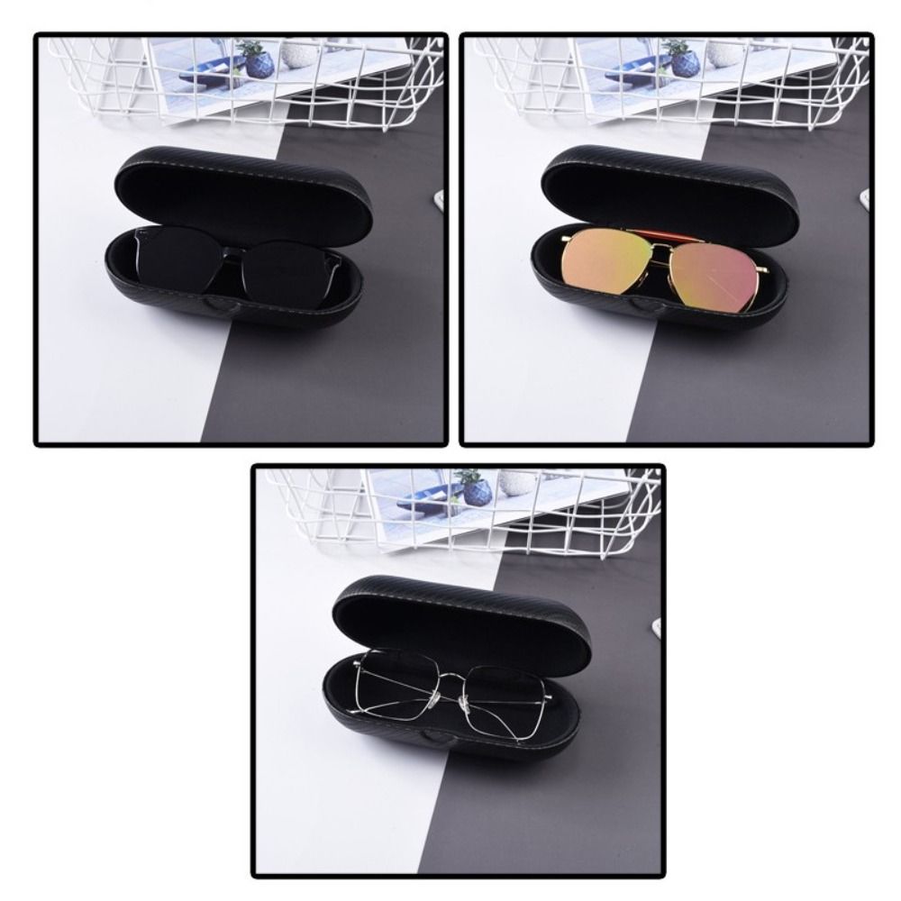 Black Leather Eyewear Case Carbon Fiber Glasses Storage Box Fashion Glasses Box  Travel