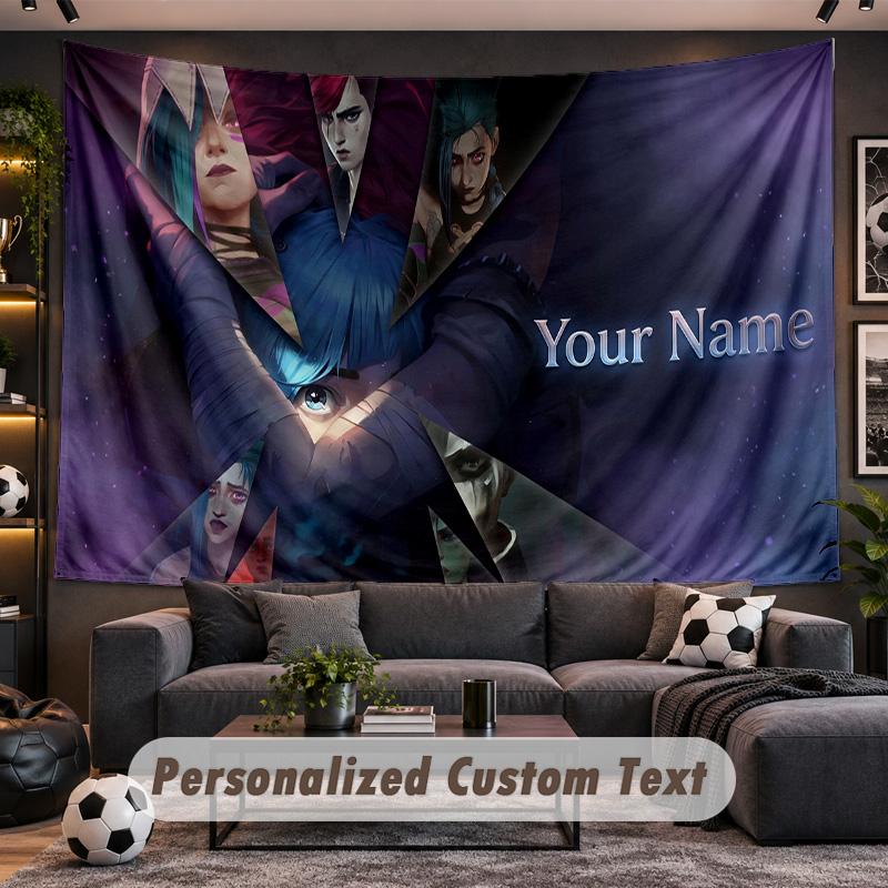 League of Legends Personalized Tapestry Support Custom Name, Wall Art Home Decoration