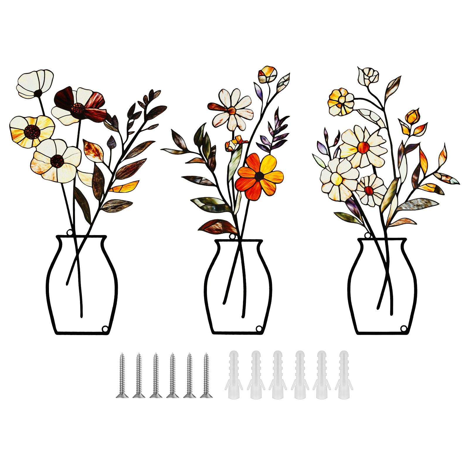 

3pcs Metal Flower Wall Decoration for Home Living Room Kitchen Wall Art Metal Flower Decoration Hanging Sculpture