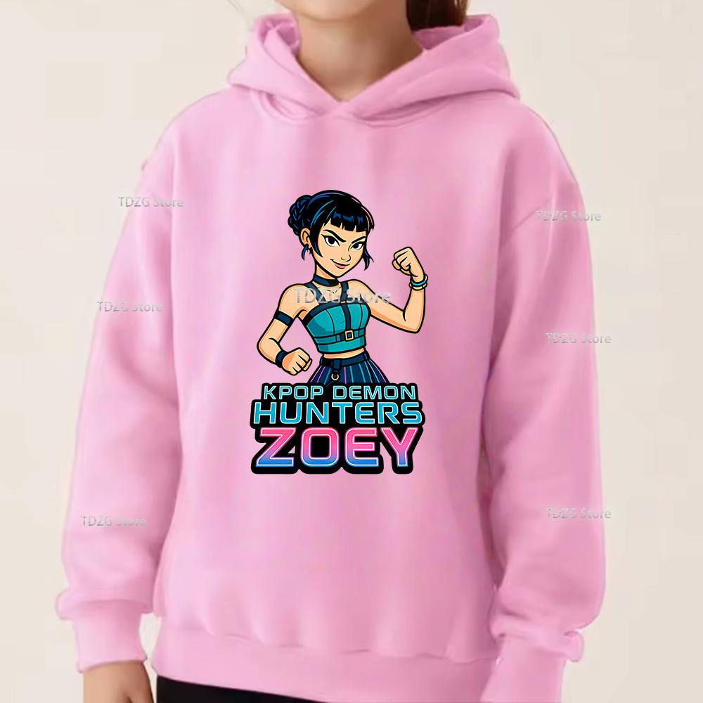 Autumn Single Girl Group KPop Demon Hunter Print Fashionable and Simple Sports Boy Girl Pullover Hoodie Children Clothing