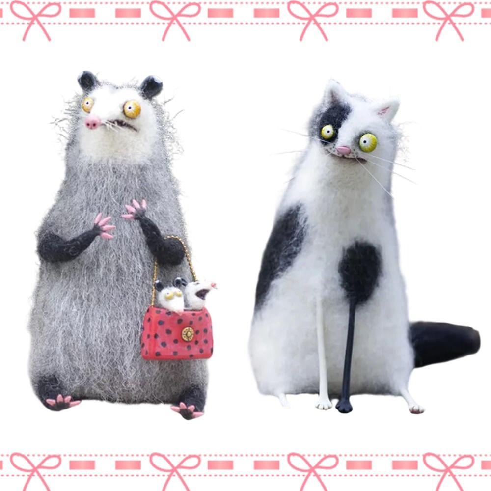 Cartoon-Tiere Wollfilz Vertraute Schrullige Handgemachte Begleiter Mini Große Augen Seltsam Niedlich Gefilzte Begleiter Mini-Tierdekoration