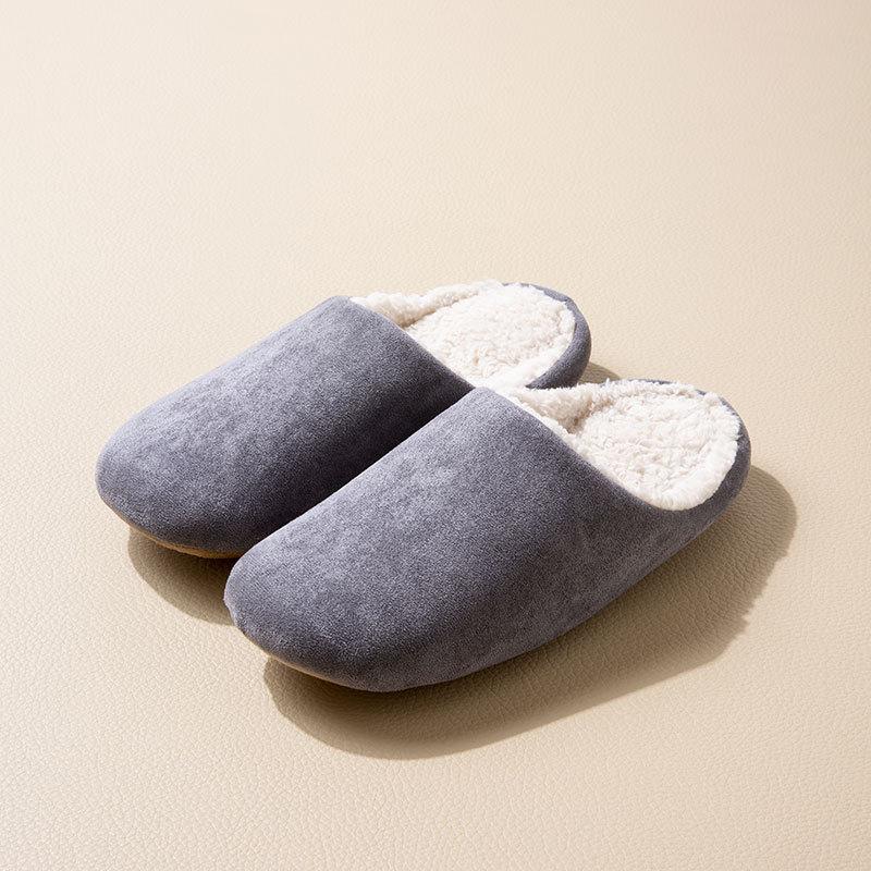 Herbst- und Winter-Doppelzwecktasche mit Baumwollpantoffeln Damen lautlos Zuhause Holzboden weicher Boden Hirschleder Samtboden warme Paarpantoffeln Herren