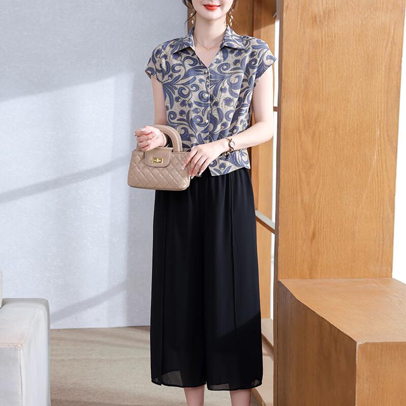 XUEXI Women s 2025 Elegant Summer Short-Sleeve Top & Bottom Set 5XL