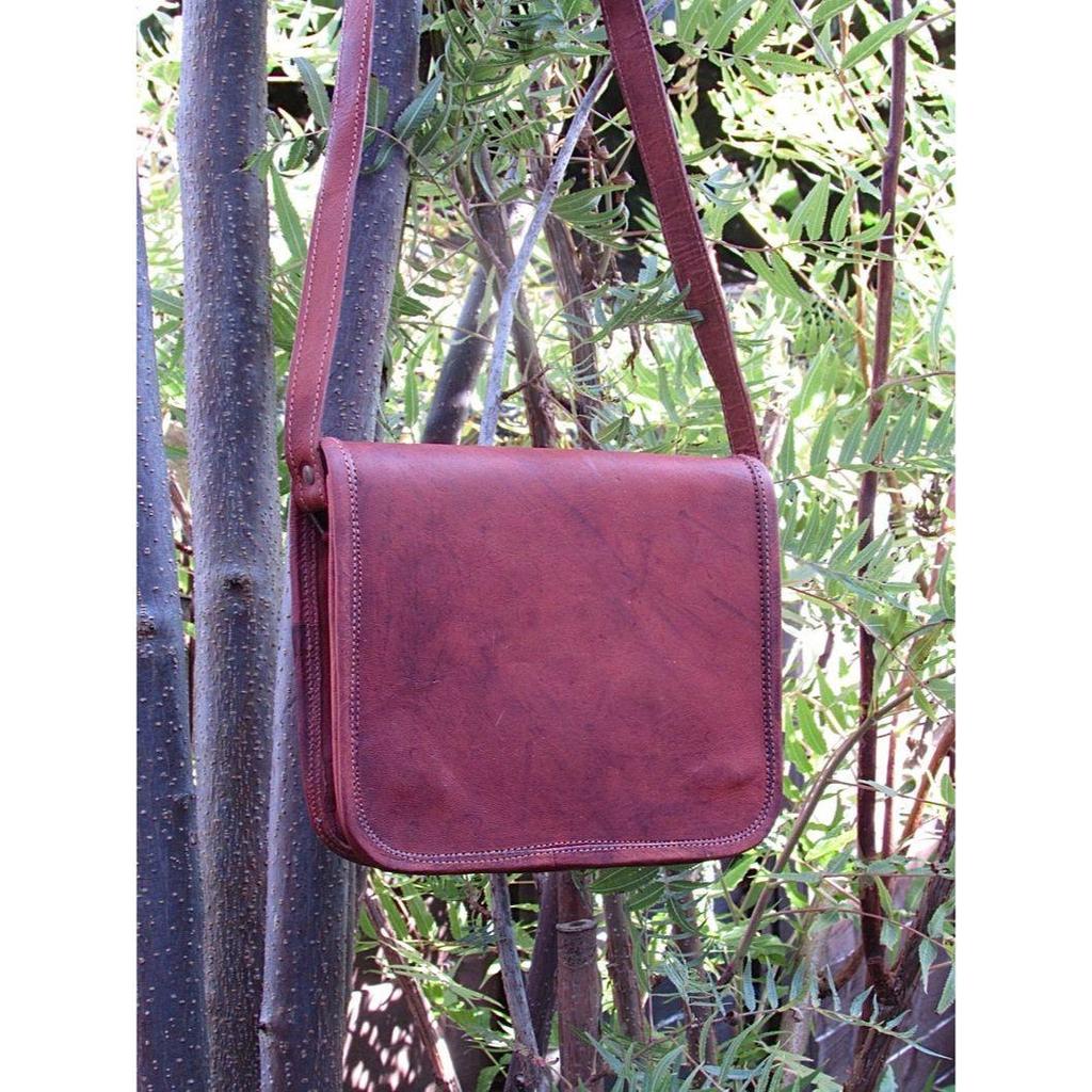 Taška pro tátu, obyčejná přední kožená brašna, 7”x9” crossbody hnědá kožená pánská taška, kožená taška přes rameno pro něj, unisex obyčejná přední taška