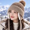 Winter Samt verdickt gestrickte Mütze weiblich süß vielseitig Bommel Ohrenschutzmütze warm winddicht und Kälte Wollmütze