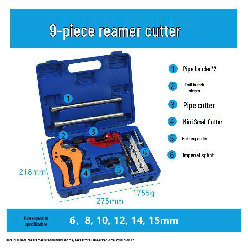 10-Piece Copper Tube Expander Set with Cutter, Flaring, and Seven-Hole Riveting Tools