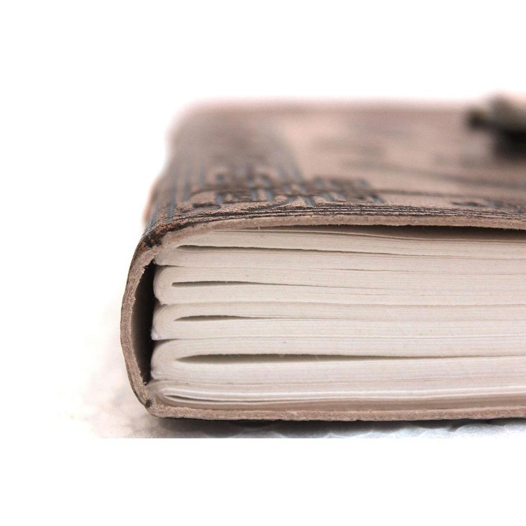 Lær Journal Notebook Reiseskrivedagbok eller vintage skissebok bomullspapir for menn og kvinner (7x5 tommer)