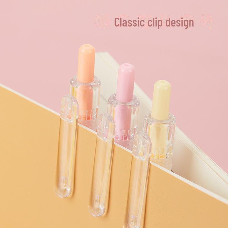 6-Color Fluorescent Click Pens: Eye-Friendly Watercolor Brush Pens for Students, Key Point Highlighting, and Handbook Marking.