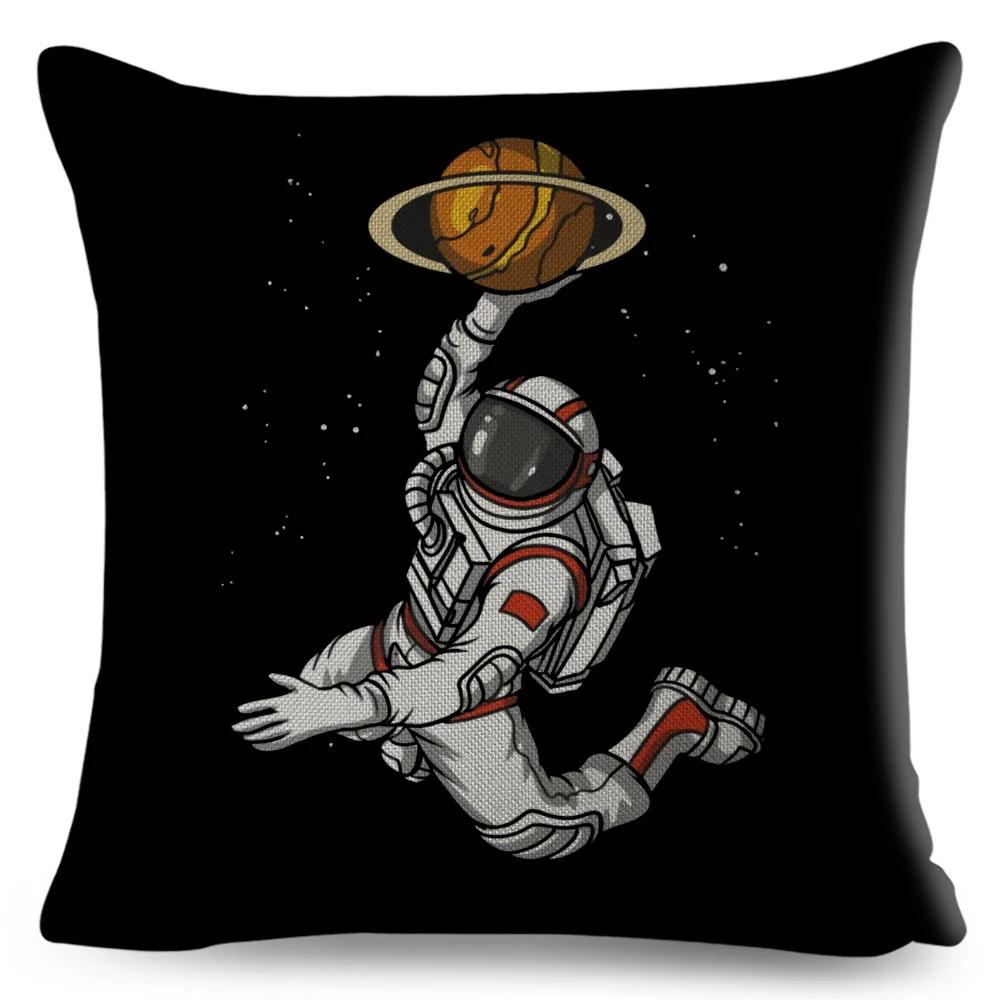 Cartoon Astronaut Sports Cushion Sofa Home Decoration Kids Room Planet Music Pillowcase