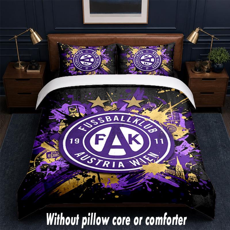 Austria Wien FC Design Bett Bettwäsche Set 1 Bettbezug + 2 Kissenbezüge Weich Atmungsaktiv Haushalt Bettwäsche