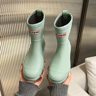 Bottes de pluie pour femmes doublées en polaire, style preppy d'hiver, chaussures en caoutchouc antidérapantes, vêtements d'extérieur tendance pour adultes, belles et imperméables