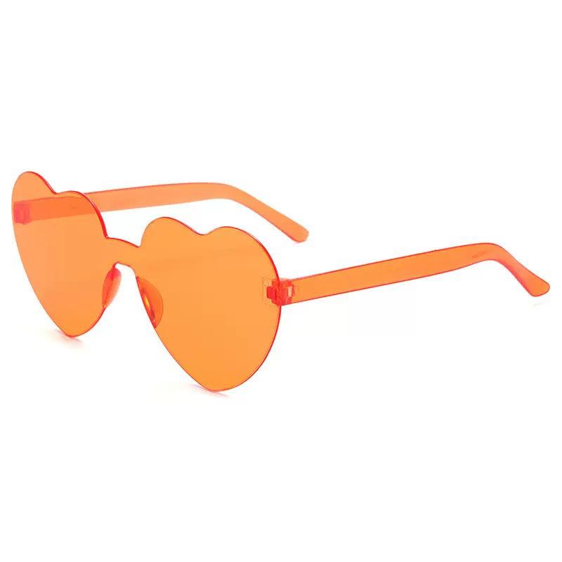 Heart-Shaped Transparent Jelly Sunglasses - Peach Tone, Fun & Integrated Design