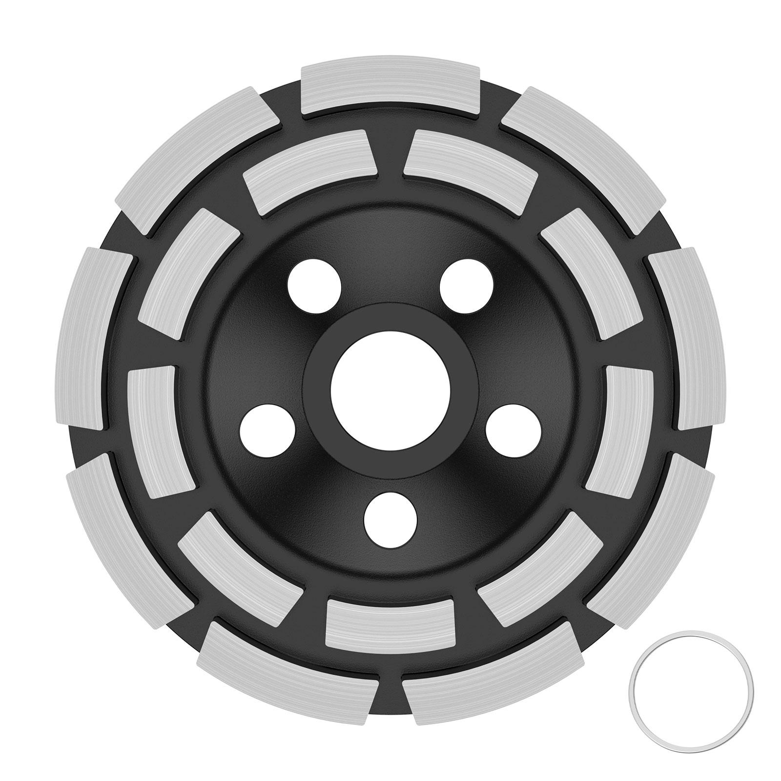 

4-1/2 Inch Double Row Diamond Cutting Wheel Versatile High Efficiency Concrete Grinding Cup Polishing Tool for Stone Cement Rock grey