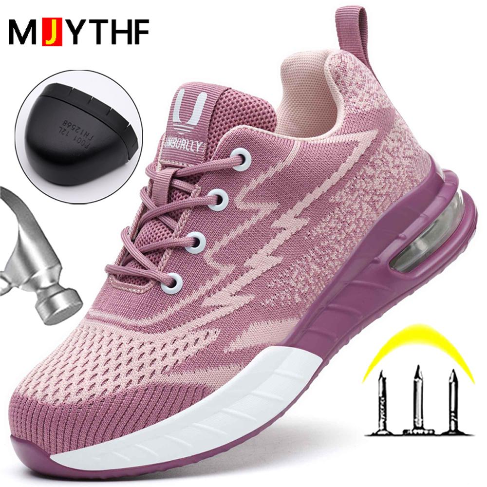 Fashion Women'S Safety Shoes Anti-Smash Anti Puncture Work Sneakers Women Protection Shoes Breathable Security Shoes Air Cushion