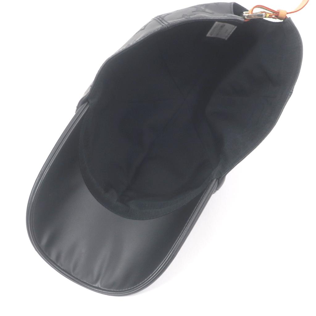 Great LOUIS VUITTON cap Cap Monogram Shadow All Leather Baseball black Cowhide Used