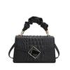 Trendy Crocodile Pattern Handbag, Top Ruched Handle Square Wallet for Women, Solid Color Textured Bag