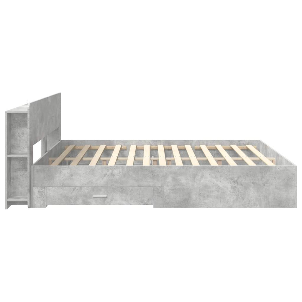 Bed Frame with Storage Space Concrete Grey 200 x 200 cm Engineered Wood