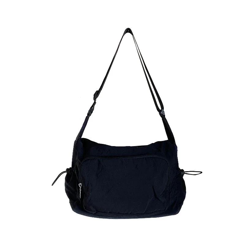 Leisure Large Capacity Solid Nylon Women's Shoulder Bags  Youth Crossbody Bag Fashion Soft Simple Tote Bag