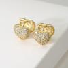 Heart-Shaped Zircon Love Earrings - Elegant European & American Style Clips