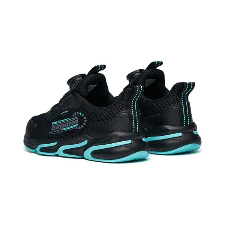 Anta Bounce Non-Slip Shock Absorbing Durable Low-Top Running Shoes Kids Sneakers Black Blue A312139988A-1