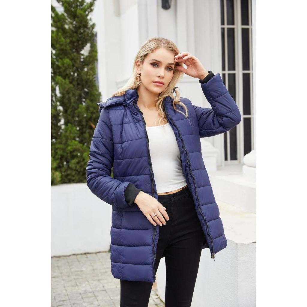 New Women's Water-Resistant Cotton Coat Detachable Hood Long Sleeve Winter Warm Outerwear Parka
