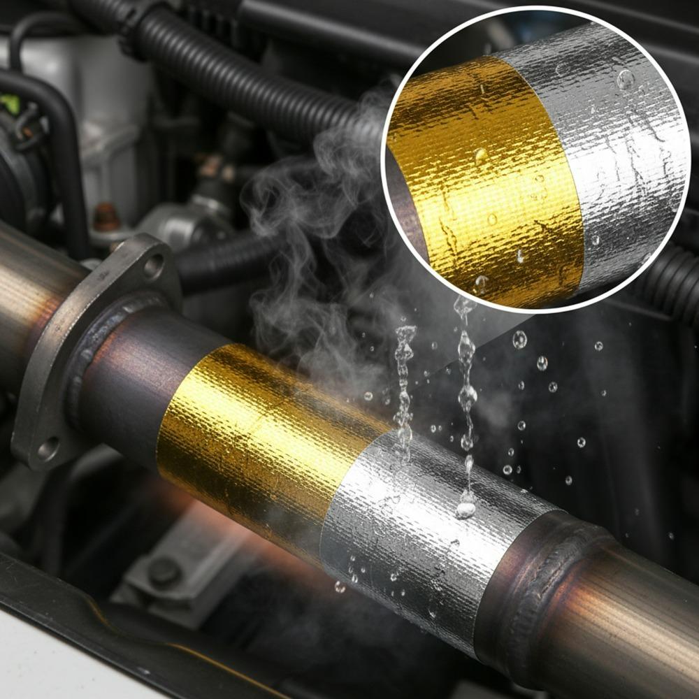 Car Exhaust Pipe Heat Wrap Aluminum Foil Sticker Anti-Scald High Temp Insulation Shield for Auto Motorcycle Manifold Protection